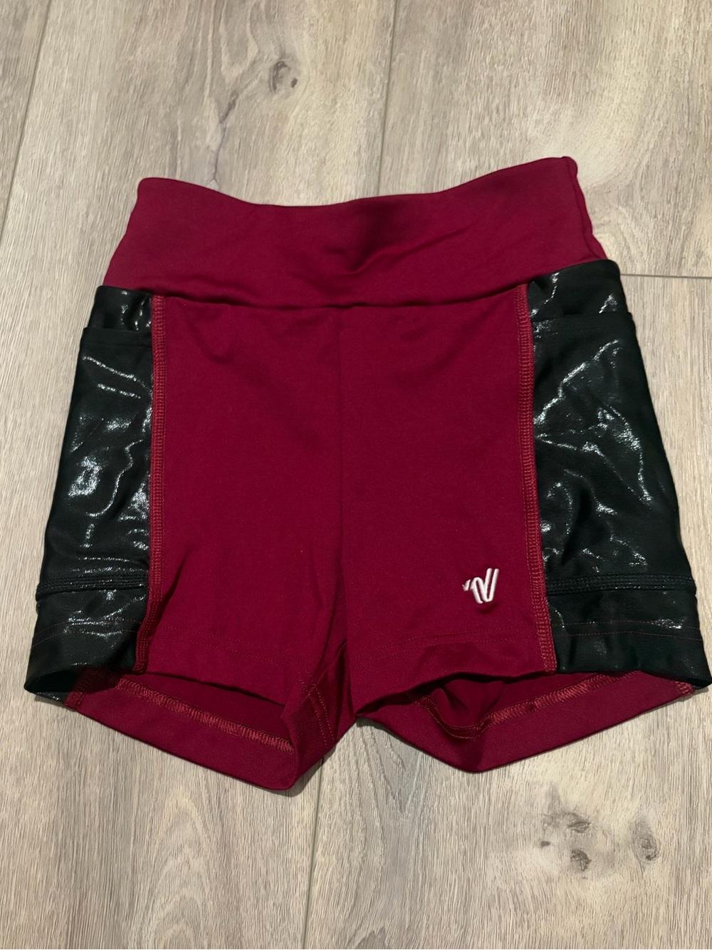 Varsity Maroon and Black High-Rise Bike Shorts